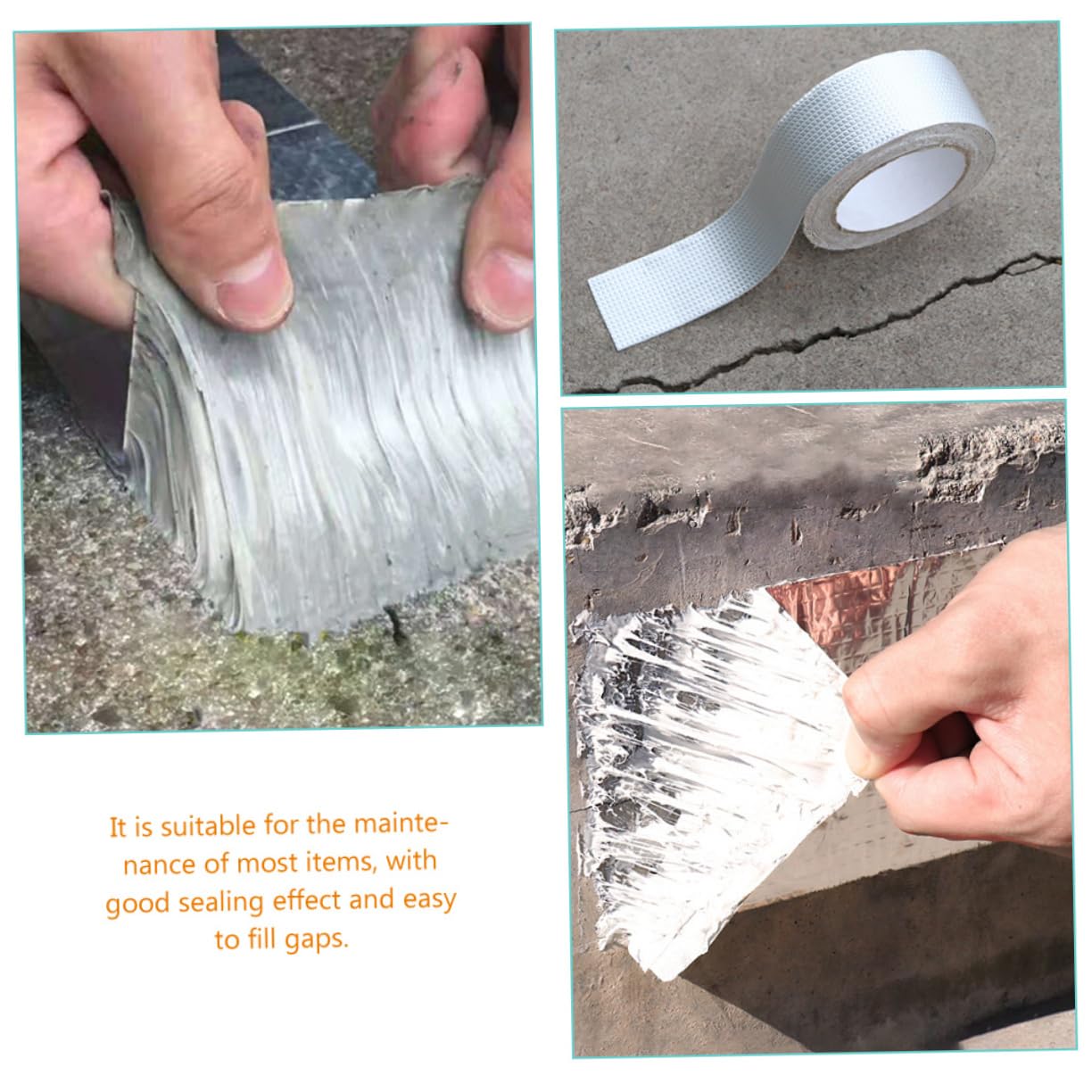 Cinta de Butilo de Aluminio para Reparar Fugas en Techos, Sellado Resistente al Agua, 2 Piezas, Plata, para Mantenimiento