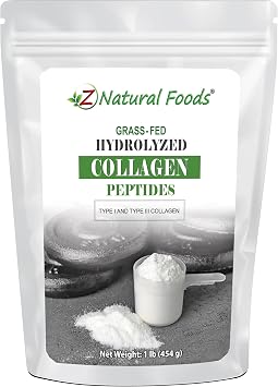 Z Natural Foods Collagen Peptides Powder - Grass-Fed Hydrolyzed Collagen Type 1 and Type 3 Unflavored - for Skin, Hair, Nails & Joints - Keto & Paleo Friendly 1 Pound
