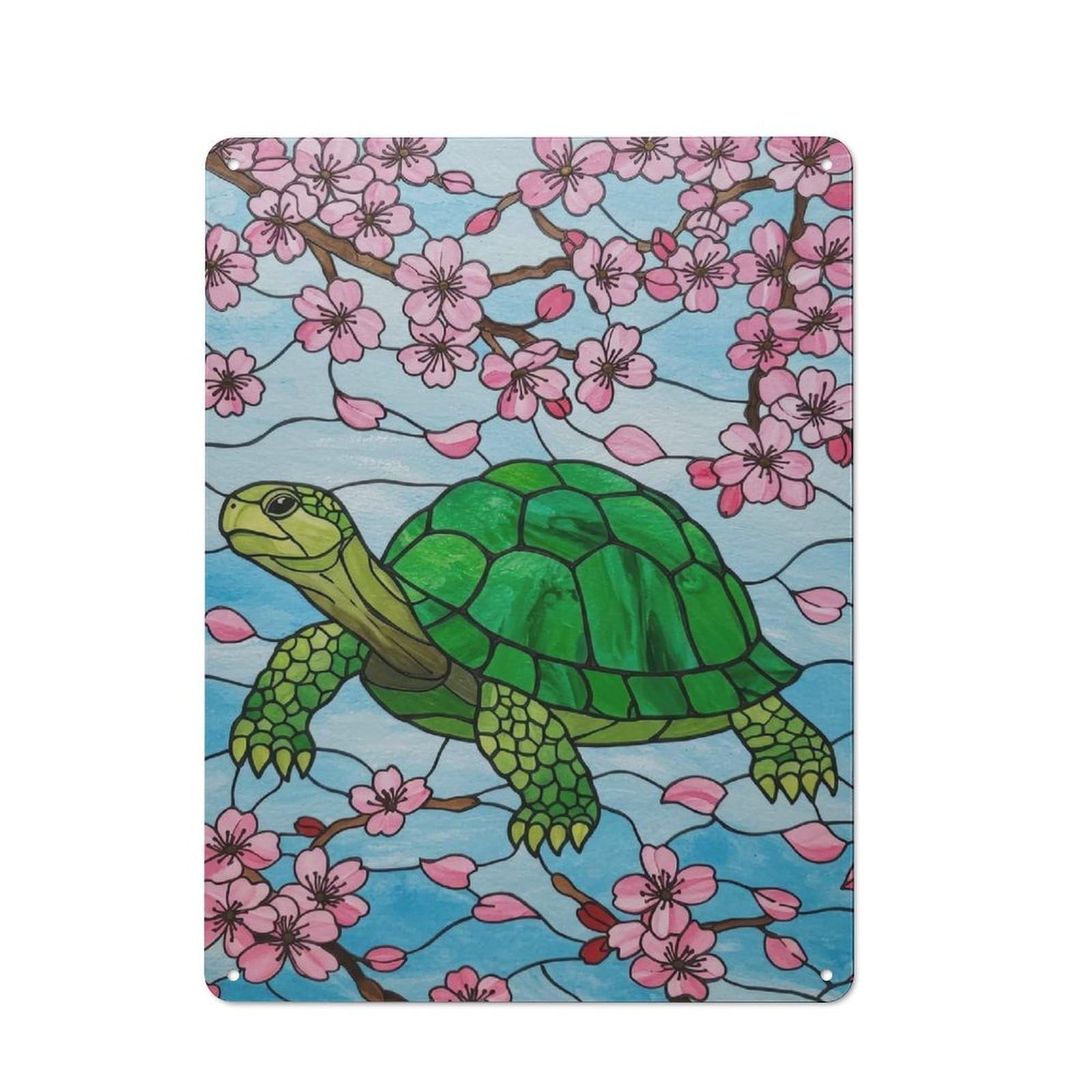 Junmoney Turtle And Cherry Blossoms Art Vintage Tin Sign 40X30cm With For Workshop Wall, For Makers And Diy Enthusiasts, For Retro Home Interiors