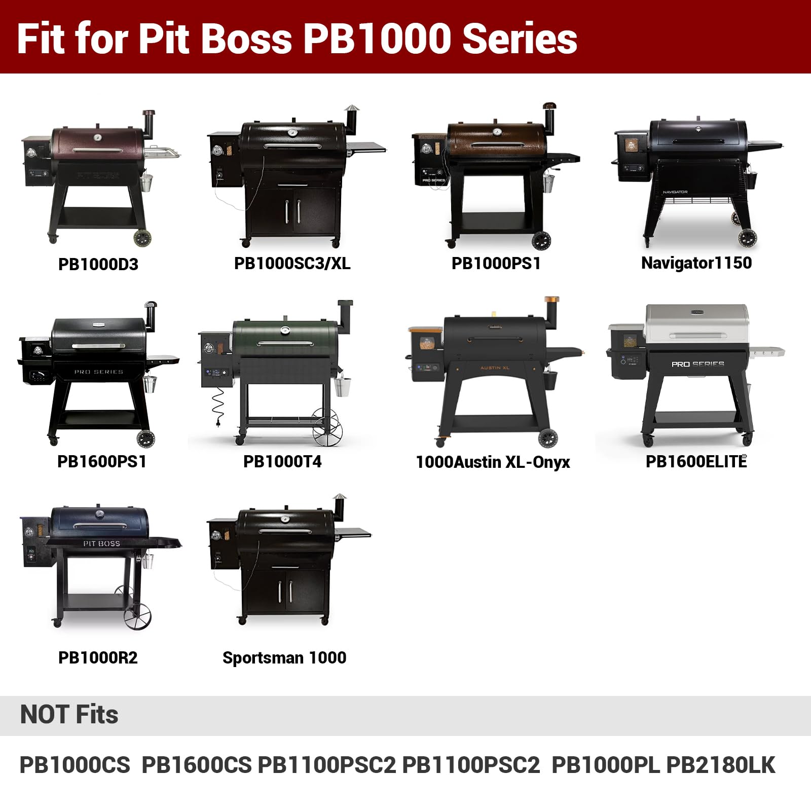 Kit per griglia a fiamma per griglie a pellet serie Pit Boss PB1100, parti di ricambio per PB Austin XL PB1000 PB1100 PB1150 PB1600 Navigator 1150 Traditions Pro Deflettore di calore per griglia a