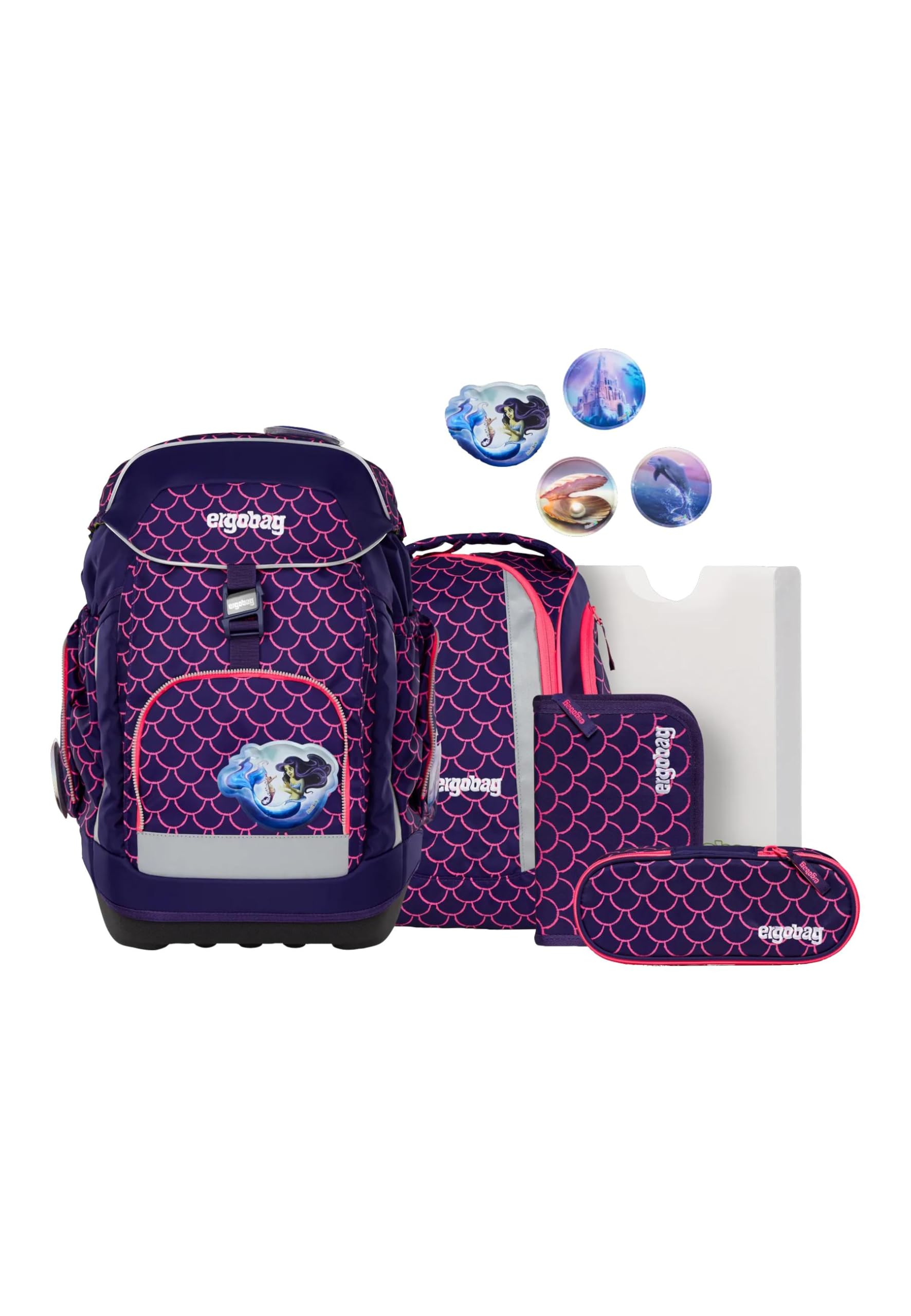 ergobag Tornister szkolny zestaw Maxi Set perłowy miś - fioletowy