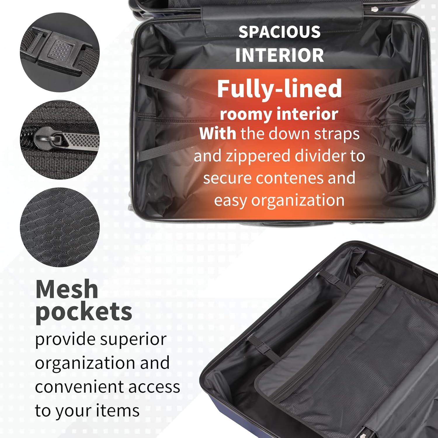 review Luggage Sets 3 piece Hard Shell Suitcase with TSA Lock 360 Double Spinner Wheels 20in/24in/28in Blue