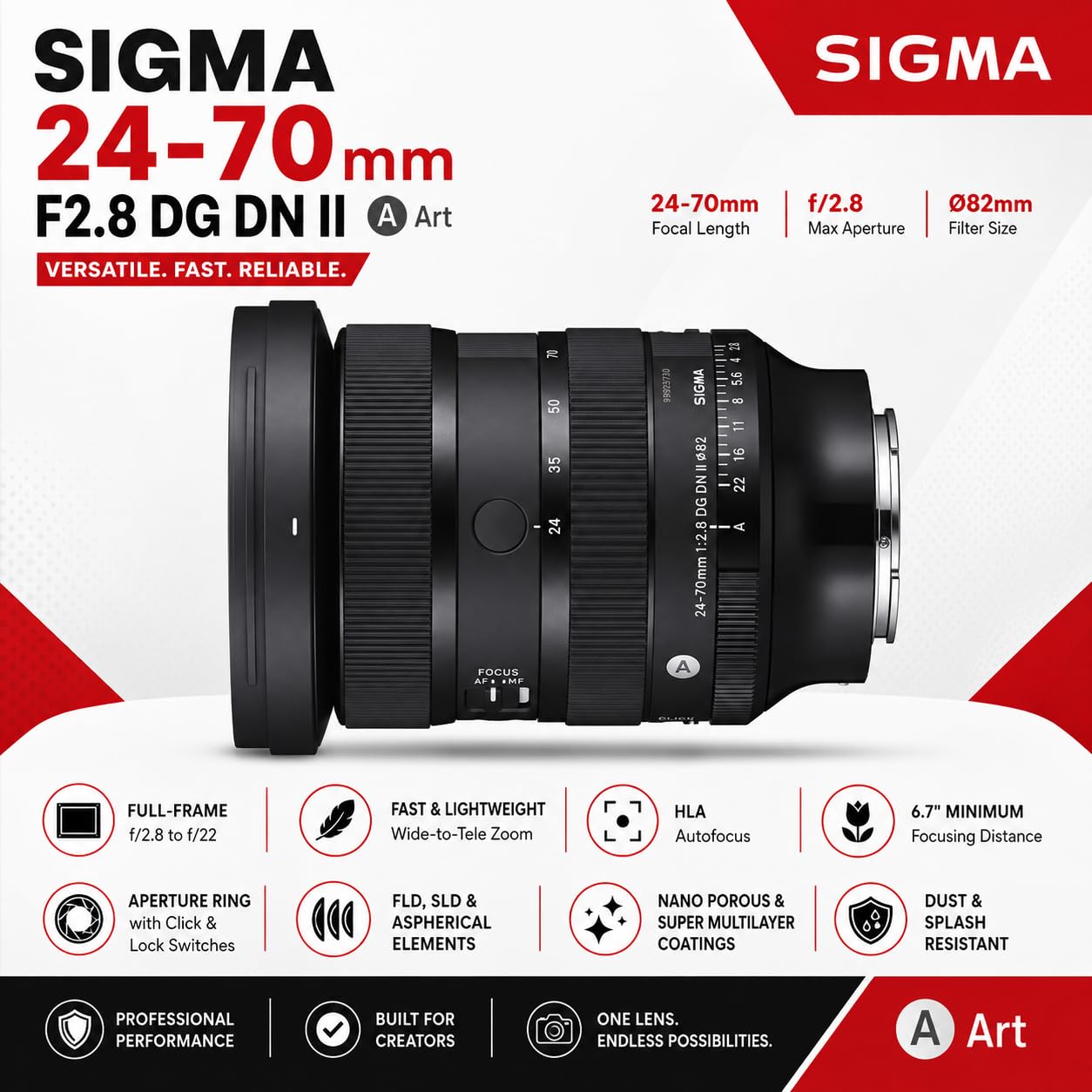 Amazon.com : Sigma 24-70mm f/2.8 DG DN II Art Lens for Sony E