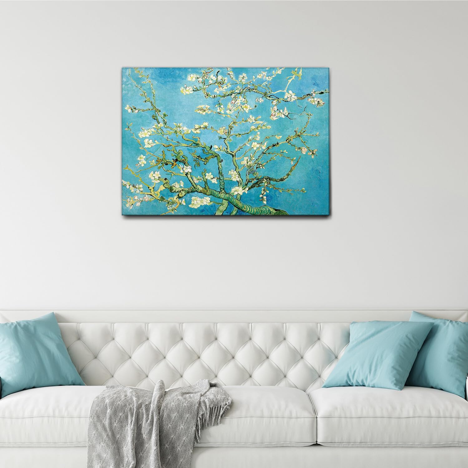 Giallobus - Quadro - Vincent Van Gogh - Fiori di mandorlo - Tela Canvas Telaio Standard - 100L x 70l cm - Pronto da appendere - Quadri moderni per la casa