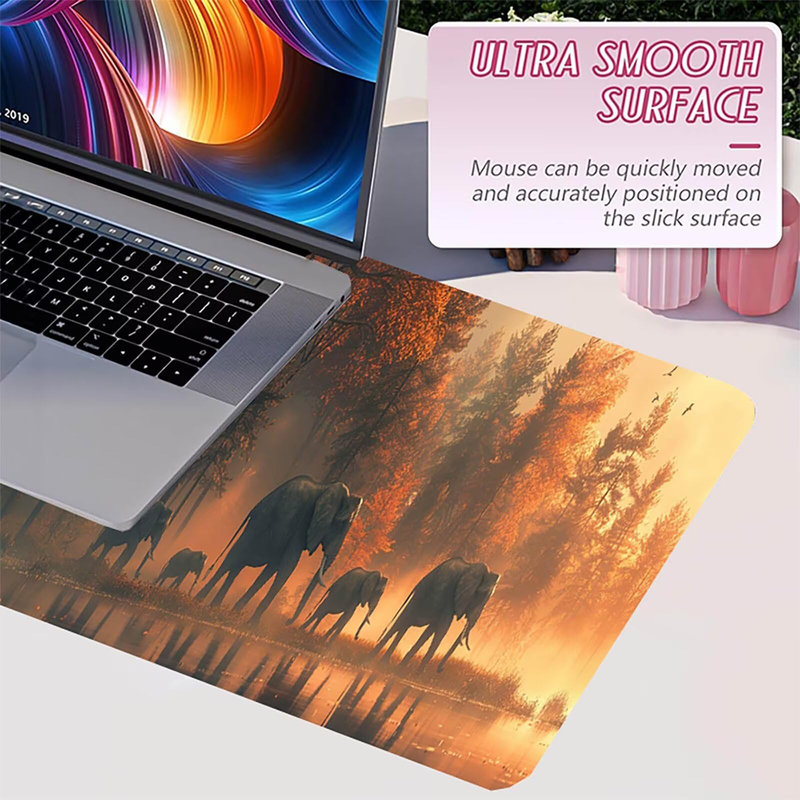 Tappetino Mouse Elefante, Tappetino Mouse XXL 1500 x 800 mm, Gaming Mouse Pad con Base in Gomma Antiscivolo, Mousepad Migliorare la Velocità e la Precisione, Ufficio Accessori Gaming, Verde 6-5475