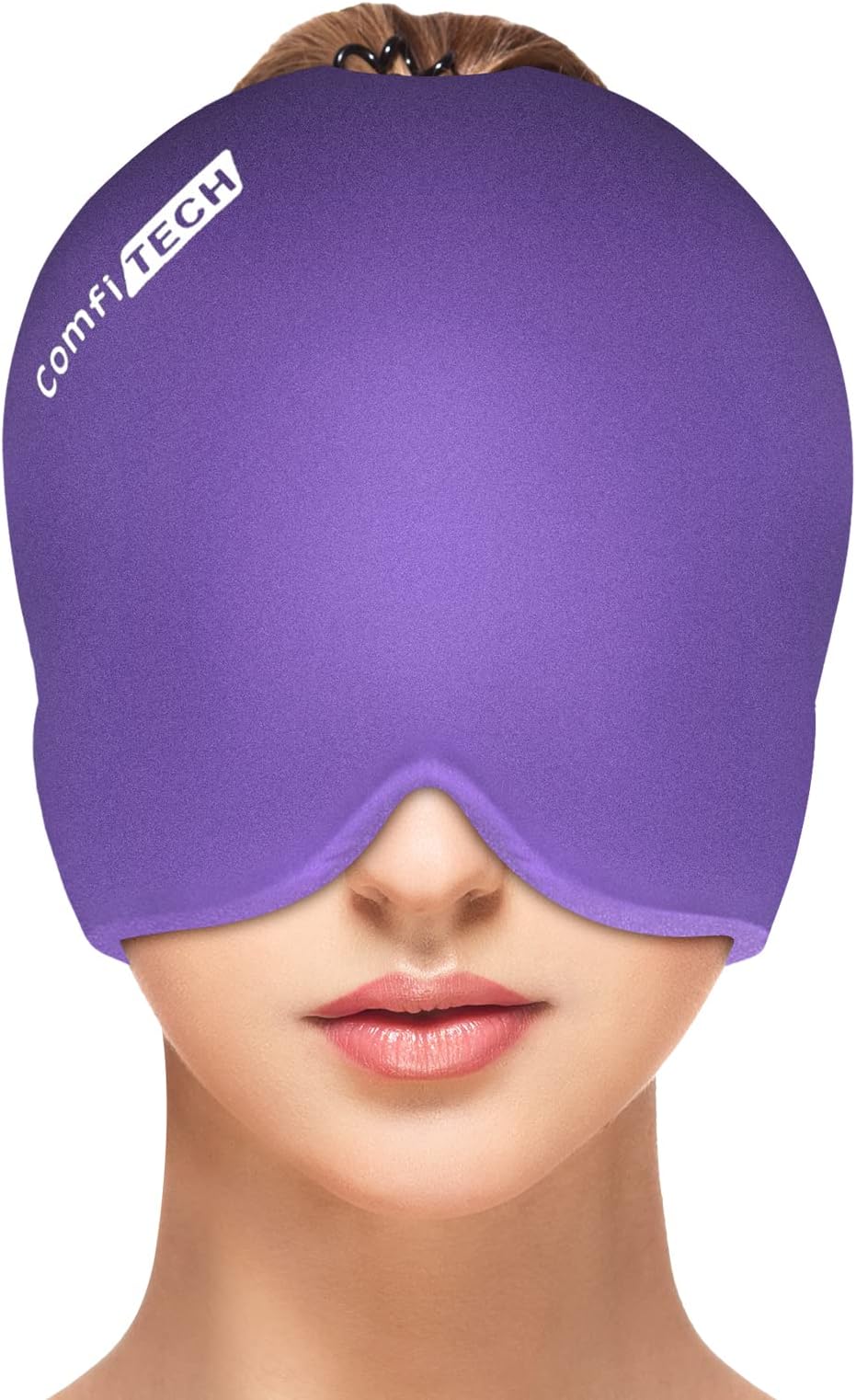 Head Ice Pack Wrap Cold Cap Cooling Gel Hat, Medium, Purple