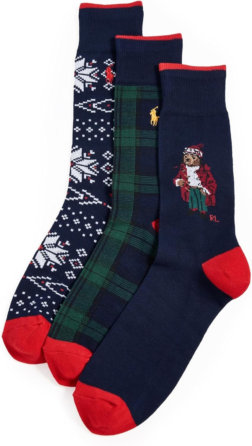 POLO RALPH LAUREN Men's Artic Holiday Bear Socks 3 Pack