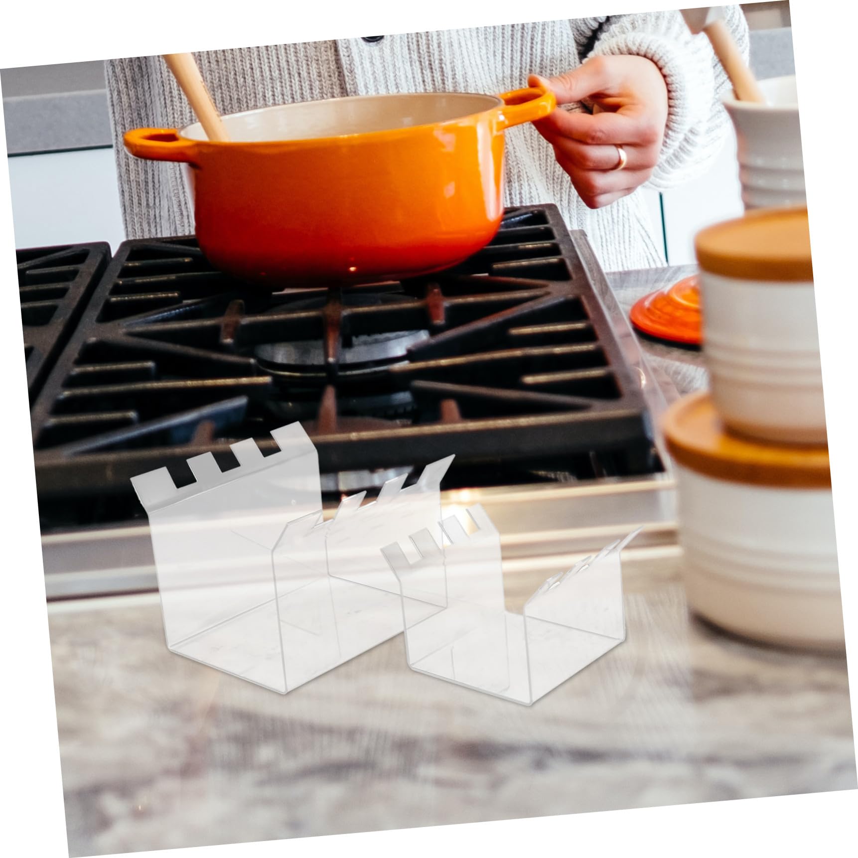 LABRIMP Supporto, in Pezzi Acrilico Alimentari Sacchetti per 2 Rack | Preparazione in Cucina, Base Piatta Seghettata, Sostegno Stabile per Conservazione e Congelamento