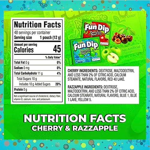Miniatura 8 de Fun Dip Candy a granel  Sabores de manzana Cherry Yum &amp; Razz  Rellenos de calcetines, dulces de fiesta, caramelos de tamaño divertido, dulces