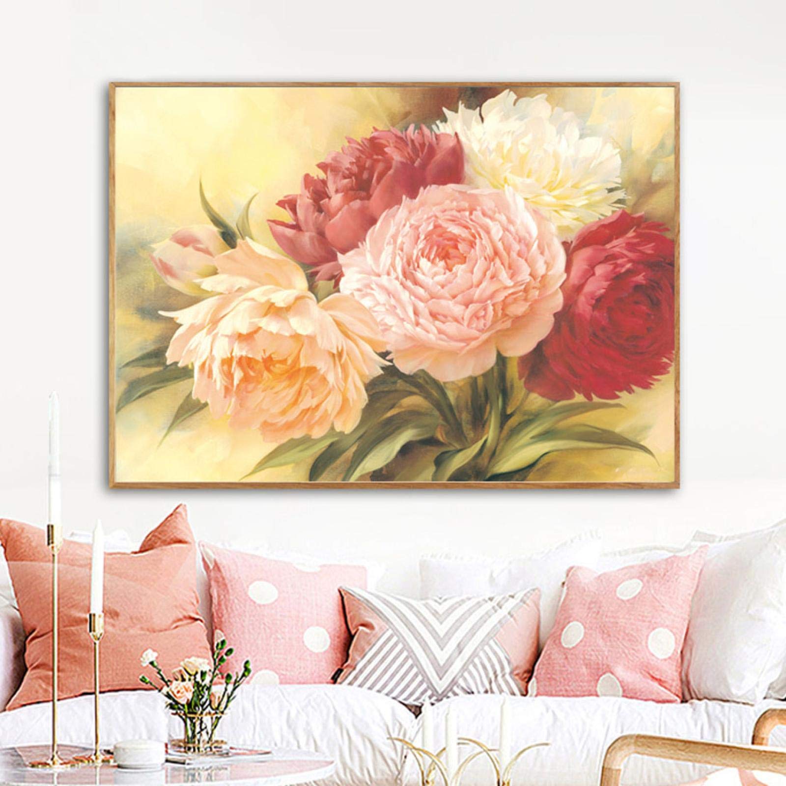 Amazon｜壁アートキャンバス絵画牡丹の花北欧のポスターとプリント