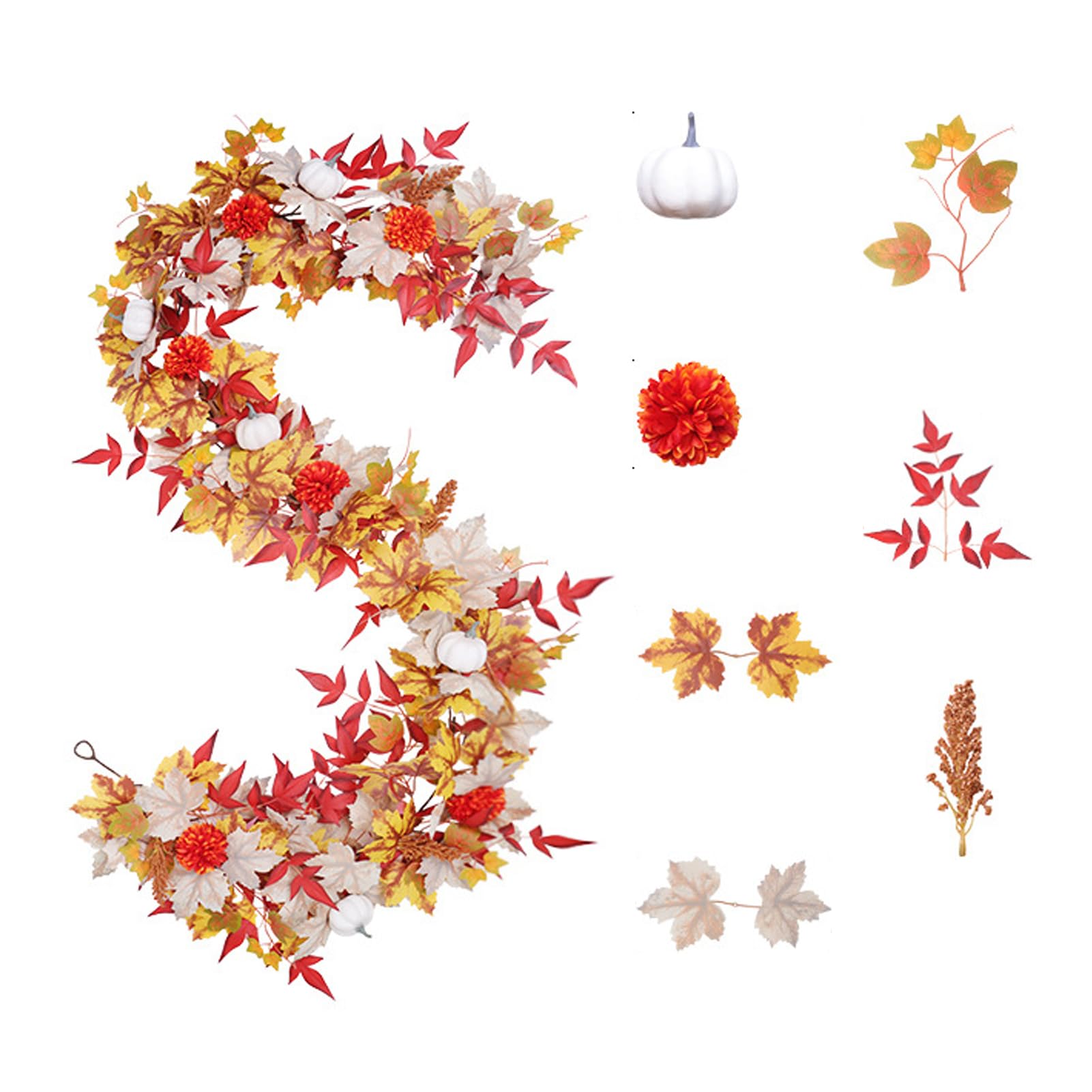 Zambuph Fall Foliage Autumn Decor Set With Maple Leaves Garland Autumn Decoration Aesthetic Decoration Garland, B-style