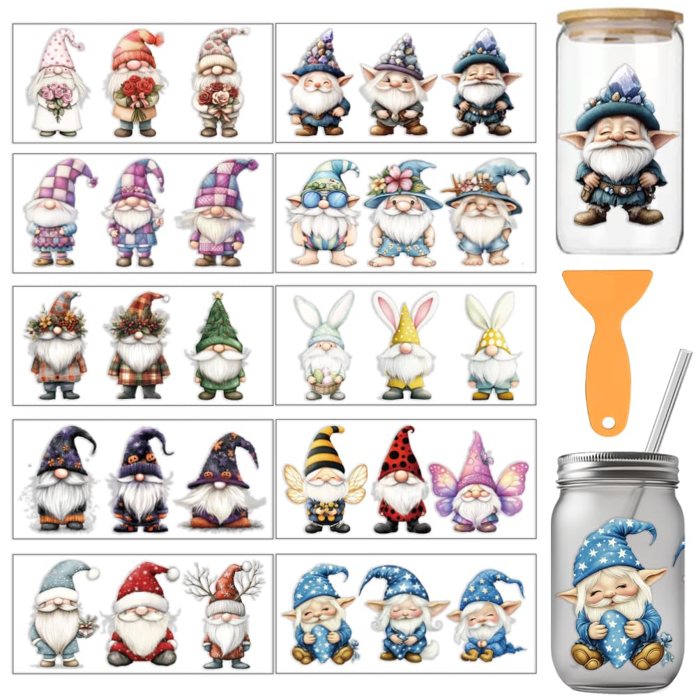 arricraft 10 Pcs Dreamful Gnome Theme Cup Printing UV Transfer Papers