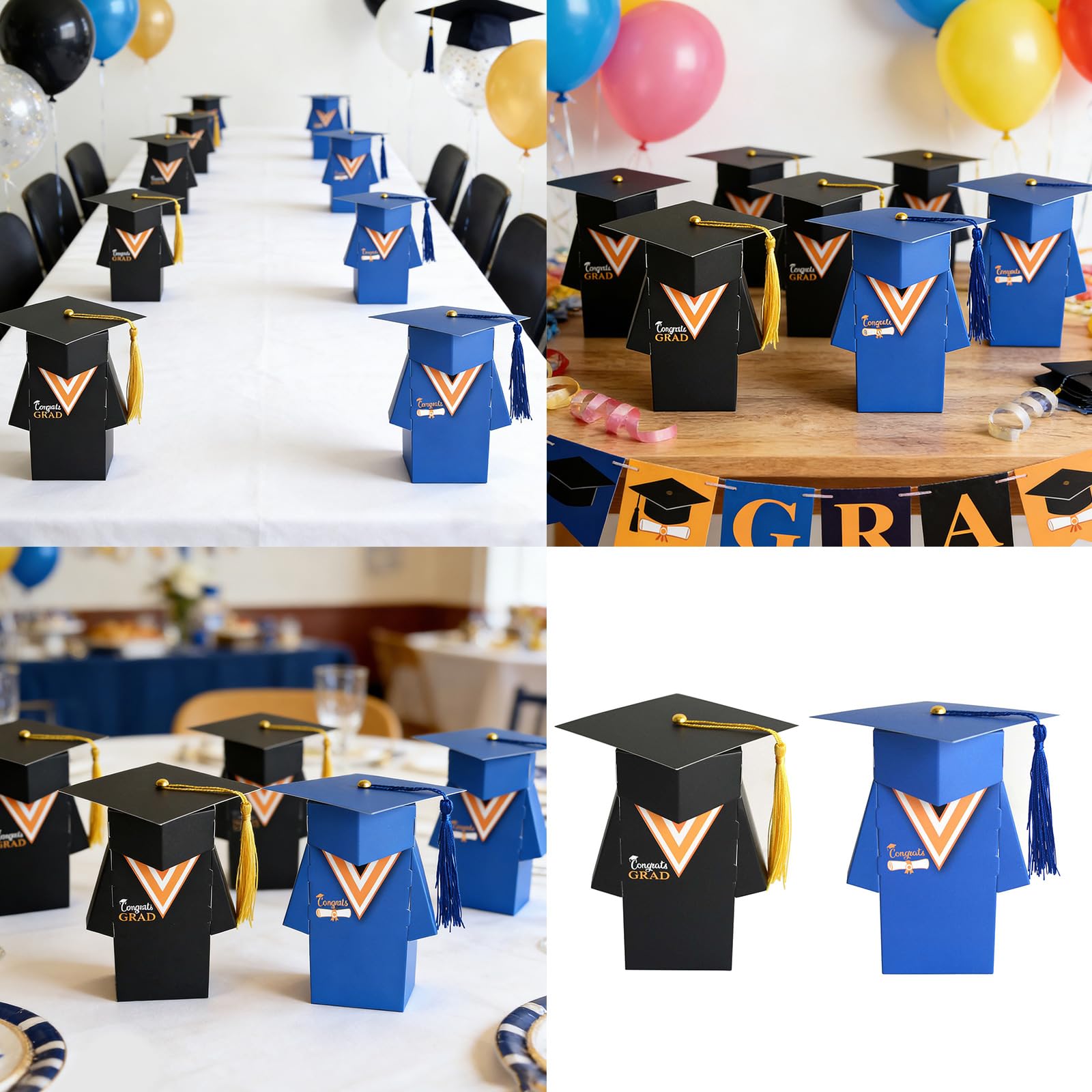 Scatola con Disegni per Cappelli Laurea con Nappe Porta Caramelle Facile da Montare Forniture per Confezioni Regalo Confezione per Feste