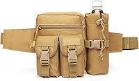 Vista 9 de Riñonera táctica con soporte para botella de agua, versátil e impermeable, cinturón de utilidad para senderismo al aire libre, camping, pesca (negro)