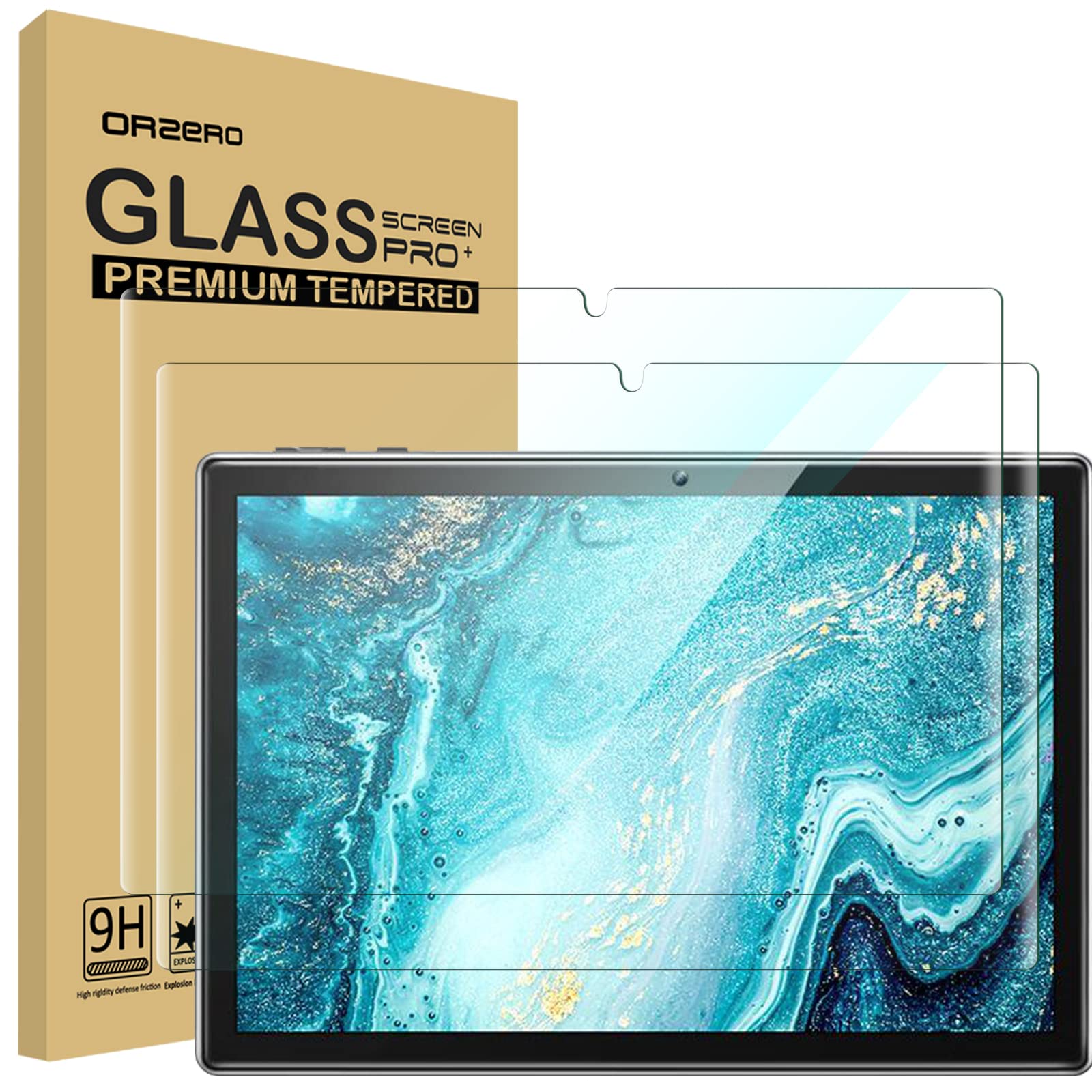 Orzero (2 Pack) Tempered Glass Screen Protector Compatible for VANKYO MatrixPad S30 10.1 inch Protector De Pantalla 2.5D Arc Edges 9 Hardness HD Anti-Scratch Full-Coverage