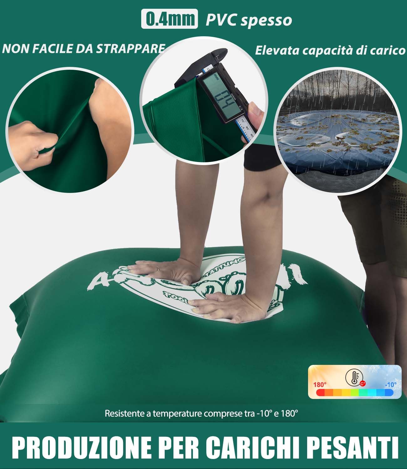 Angooni Cuscino invernale per piscina, ellittico, 210 × 300 cm, XXL, con doppia cucitura per la copertura della piscina, cuscino per l'inverno, con doppia valvola Boston