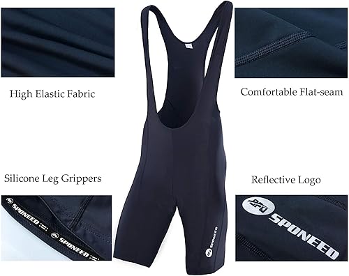 Miniatura 5 de sponeed Pantalones cortos de ciclismo para hombre, pantalones cortos acolchados transpirables con protección UPF 50+