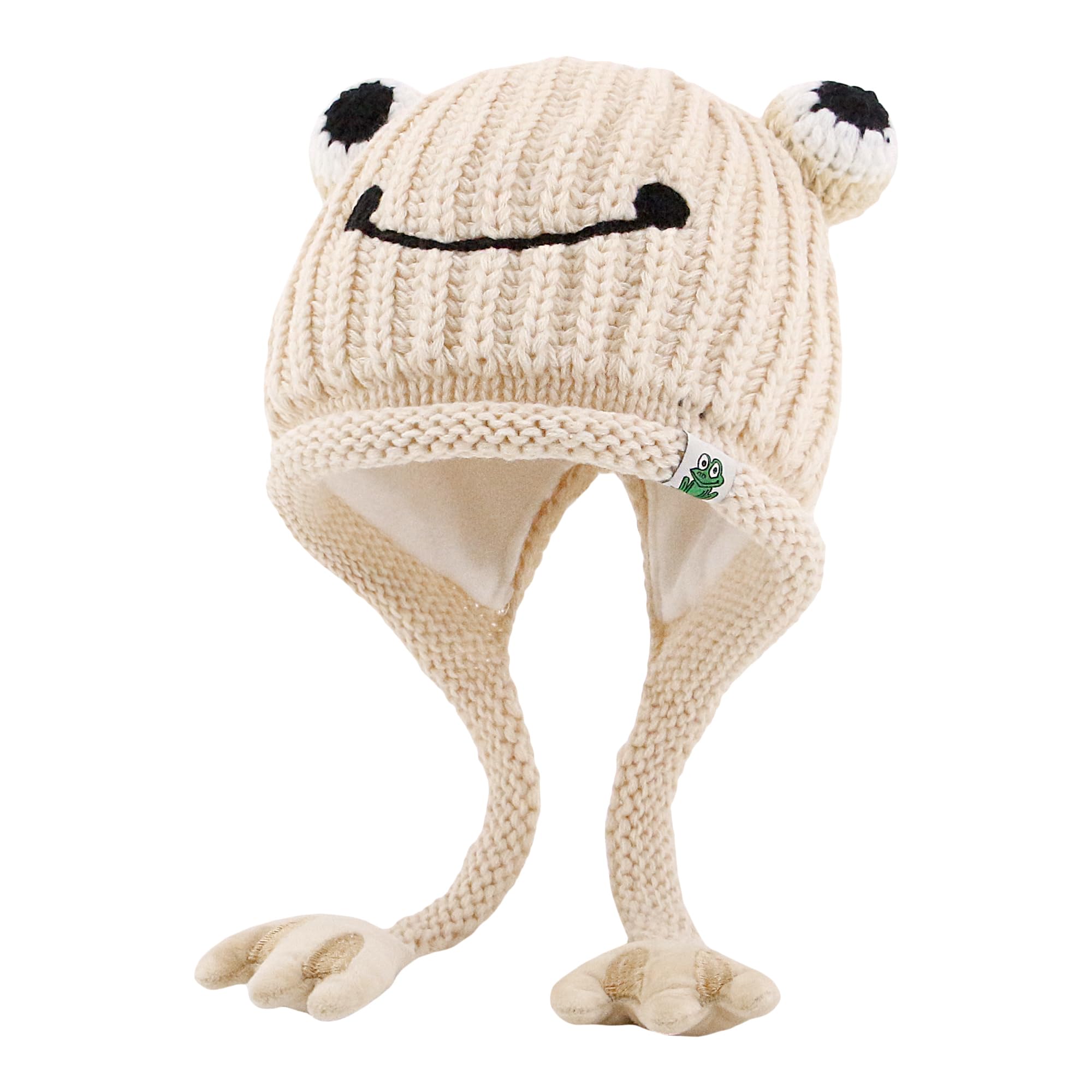 SEFEI Crochet Frog Headband Hat – Knitted Winter Earflap Cap With Big Cartoon Eyes, Green