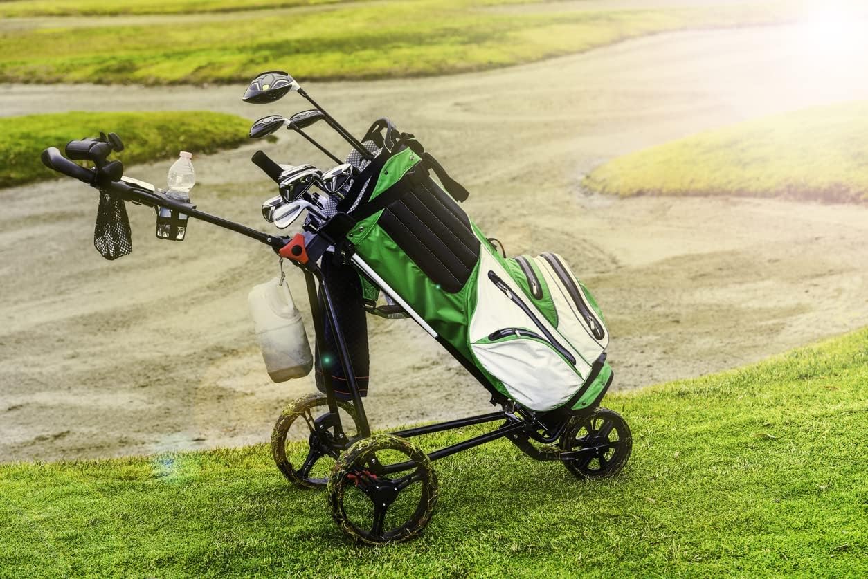 DEWIN Golf Push Trolley Paraguas Titular, Ajustable Universal Plástico Negro Soporte Push Pull Bicicleta Carro Coche
