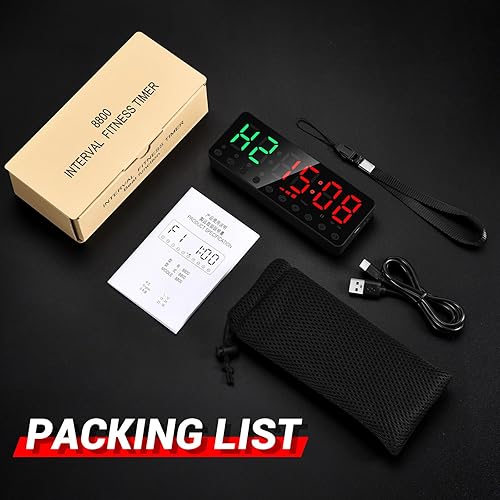 Miniatura 7 de Temporizador de gimnasio portátil, reloj temporizador de fitness, temporizador de entrenamiento de gimnasio en casa, imán fuerte integrado y batería