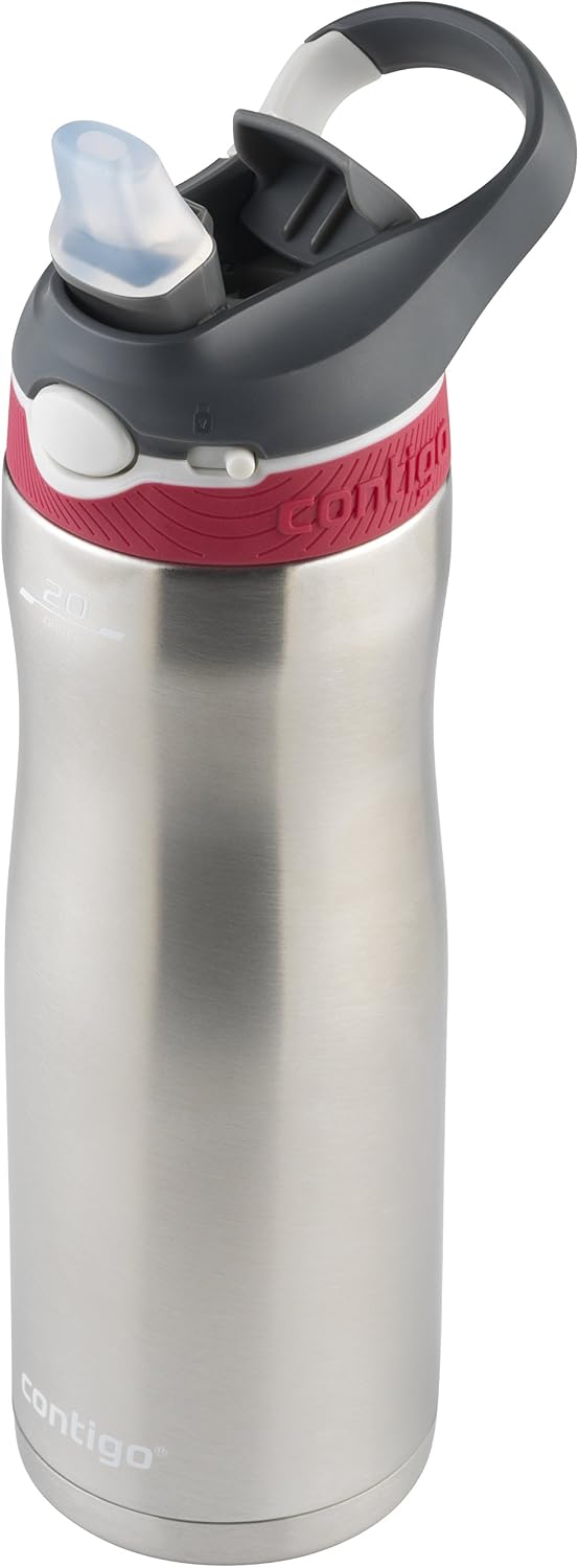 Contigo AUTOSPOUT Straw Ashland Chill Stainless Steel Water Bottle, 20 oz, Sangria