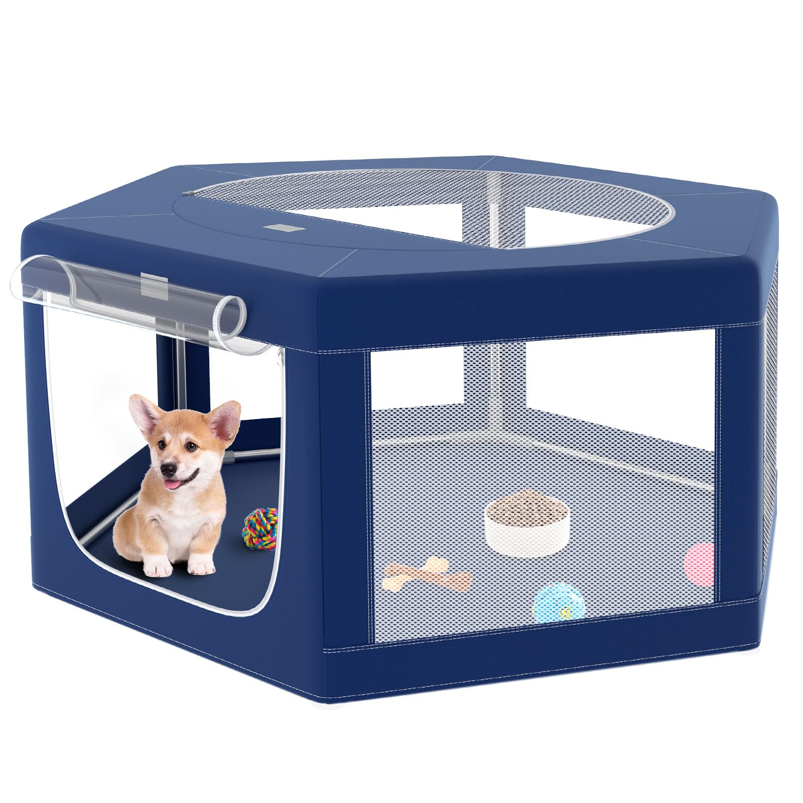 Hexagonal Dog playpen, 45Inch Soft Puppy Playpen with 600D Oxford Fabric, Stable Structure with Thickend Stainless Steel T...