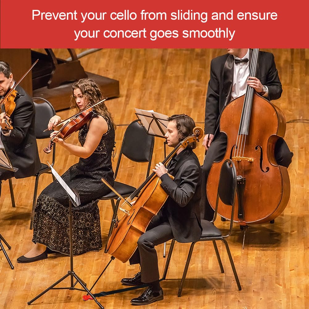 Cale Pique Violoncelle, Support D'Ancrage Pour Violoncelle, Violoncelle Anti DéRapant Support, Sangle AntidéRapante pour Violoncelle, Planche Violoncelle, Anti Dérapant, 4 Trous, Sangle en Nylon