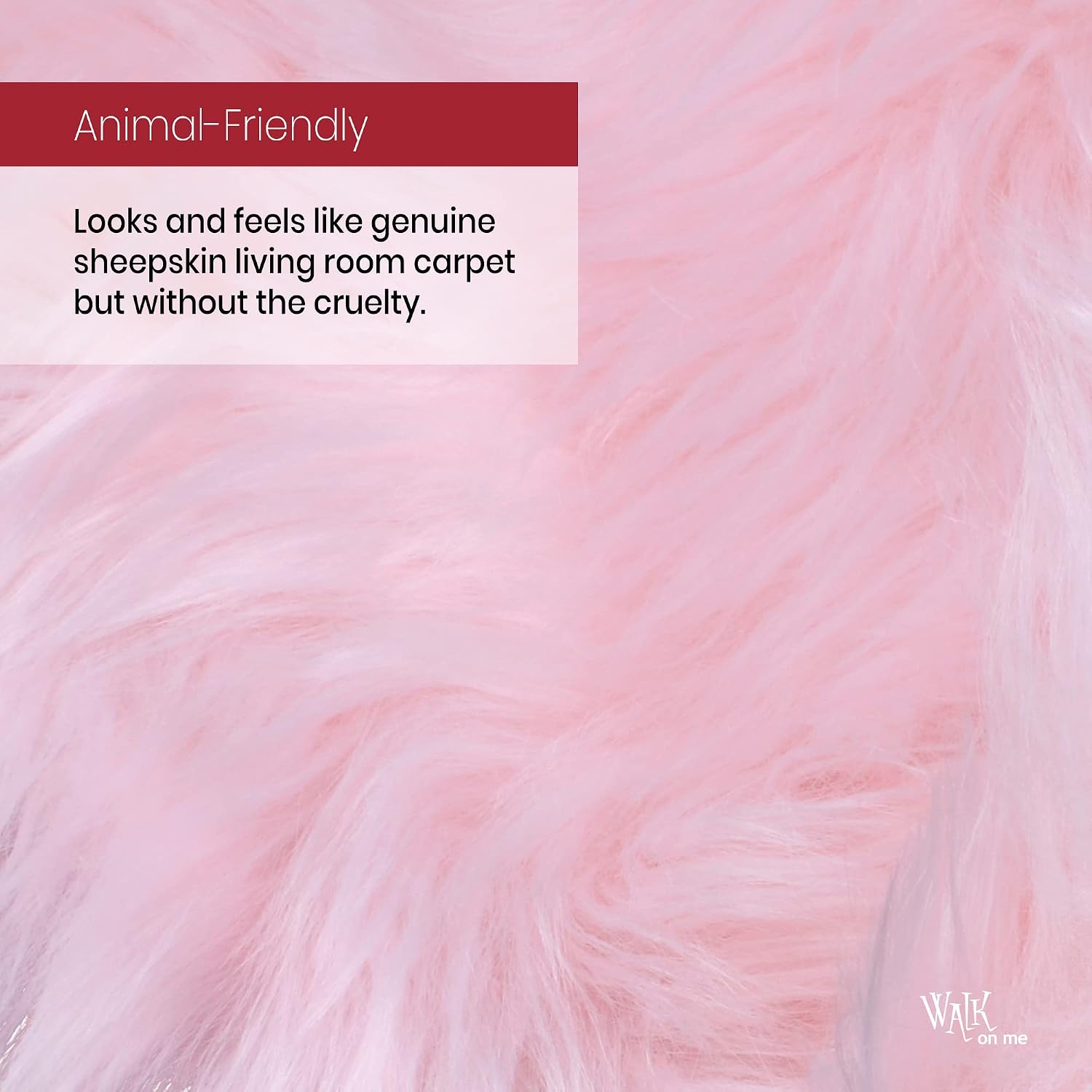Walk On Me Faux Fur Heart Shaggy Area Rug, 2.5 ft. x 3 ft., Pink, Machine Washable, Non-Slip Backing