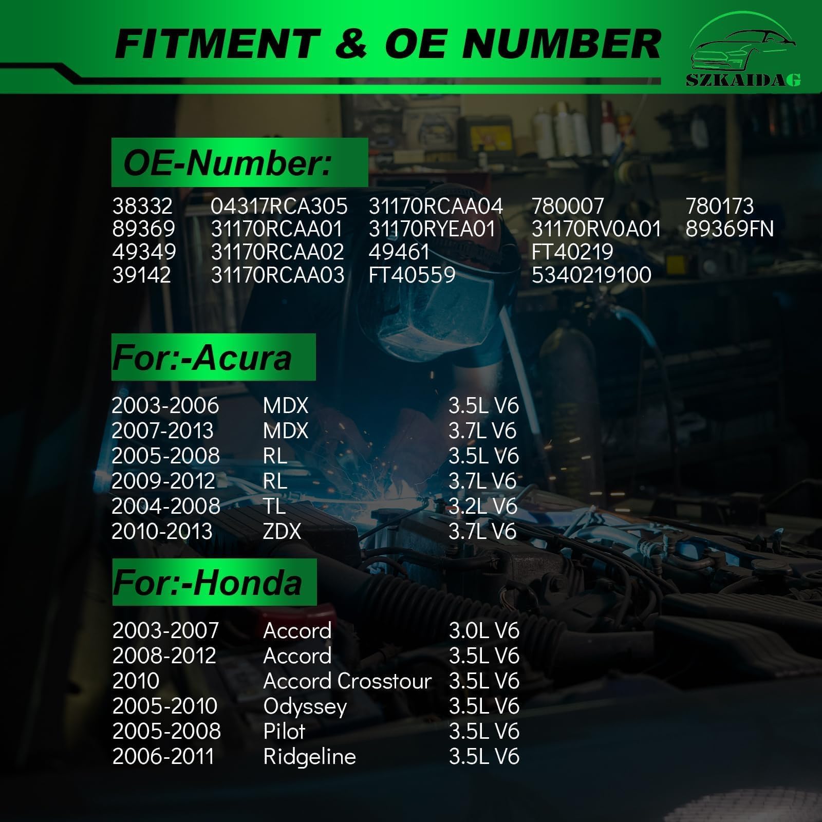 NewYall Tensor De Correa Y Correa Serpentina Para Honda Accord 3.0 3.5 2003-2012, Odyssey 2005-2017, Pilot 2005-2015, Ridgeline 2006-2014, Acura MDX 2003-2013, RL 2005-2012, TL 200 4-2008, ZDX