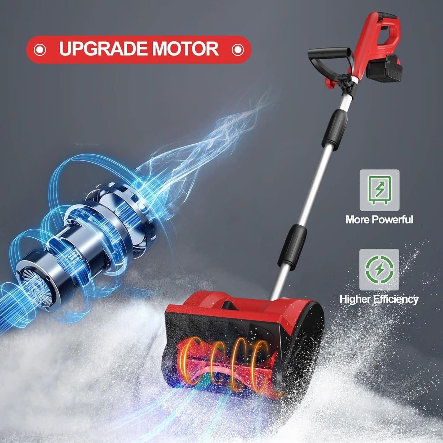 Spazzaneve senza fili, 30,5 cm, 20 V, a batteria, con manico regolabile, design leggero, ideale per vialetti e marciapiedi (include 1 batteria)