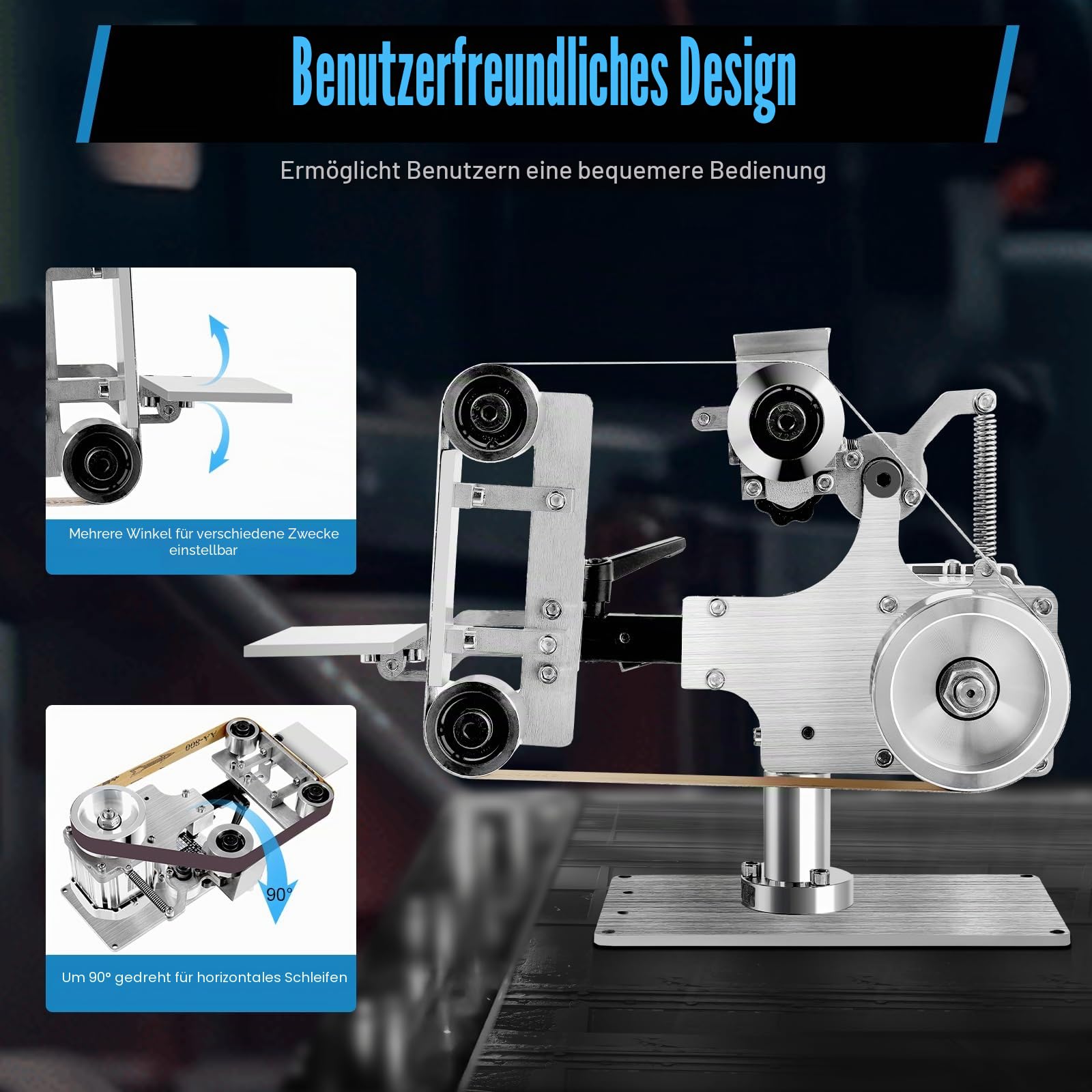 220V Bandschleifer, Bandschleiferbausatz, Tellerschleifer, Tellerbandschleifer, bürstenloser Motor, Schleifmaschine mit Schleifbändern für Holz Metall, 0,55 kW.