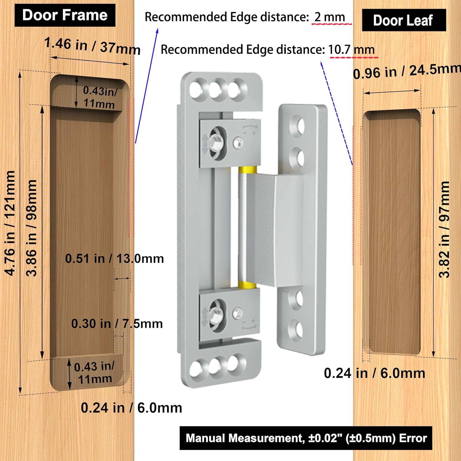 Hidden Door Hinges 2pack Ultra-Thin Concealed Hinge for Secret Door Invisible Hinge Adjustable Silent and Smooth Hidden Hinges for Doors