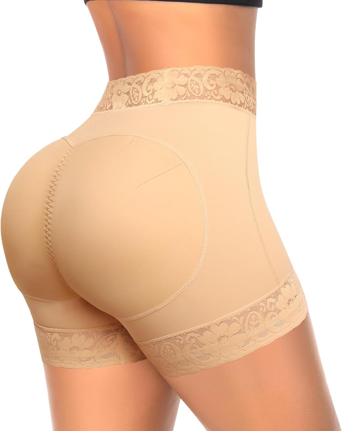 Werena Butt Lifting Shapewear Padded Underwear for Women Tummy Control Shorts Booty Pads Panties Lace Panty Girdle