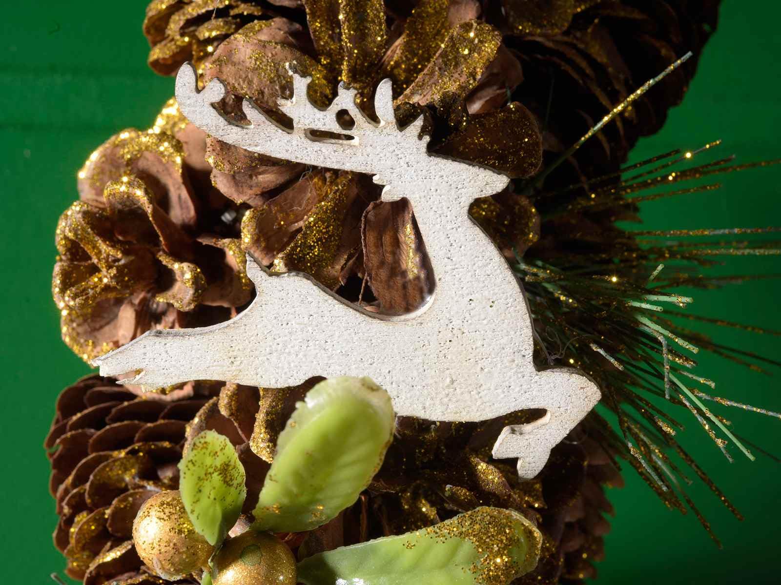 Gruppo Maruccia - Guirlandes de Noël avec pines et décorations - Décoration pour porte, maison, fenêtres, lot de 2 couronnes de Noël - Idée cadeau