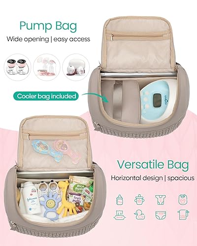 Miniatura 6 de Bolsa de extractor de leche para Spectra S1/S2 y Medela – Bolsa térmica aislada para laptop de 13 pulgadas, mochila para pañales con cambiador –