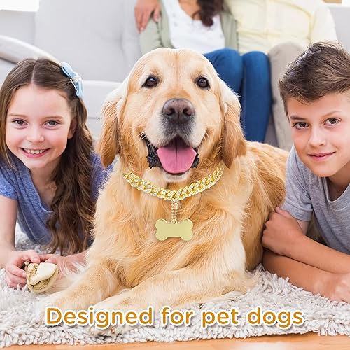 Miniatura 4 de Collar de cadena para perro de 16 pulgadas collar de eslabones cubanos de diamantes dorados para perro con purpurina de metal para caminar con