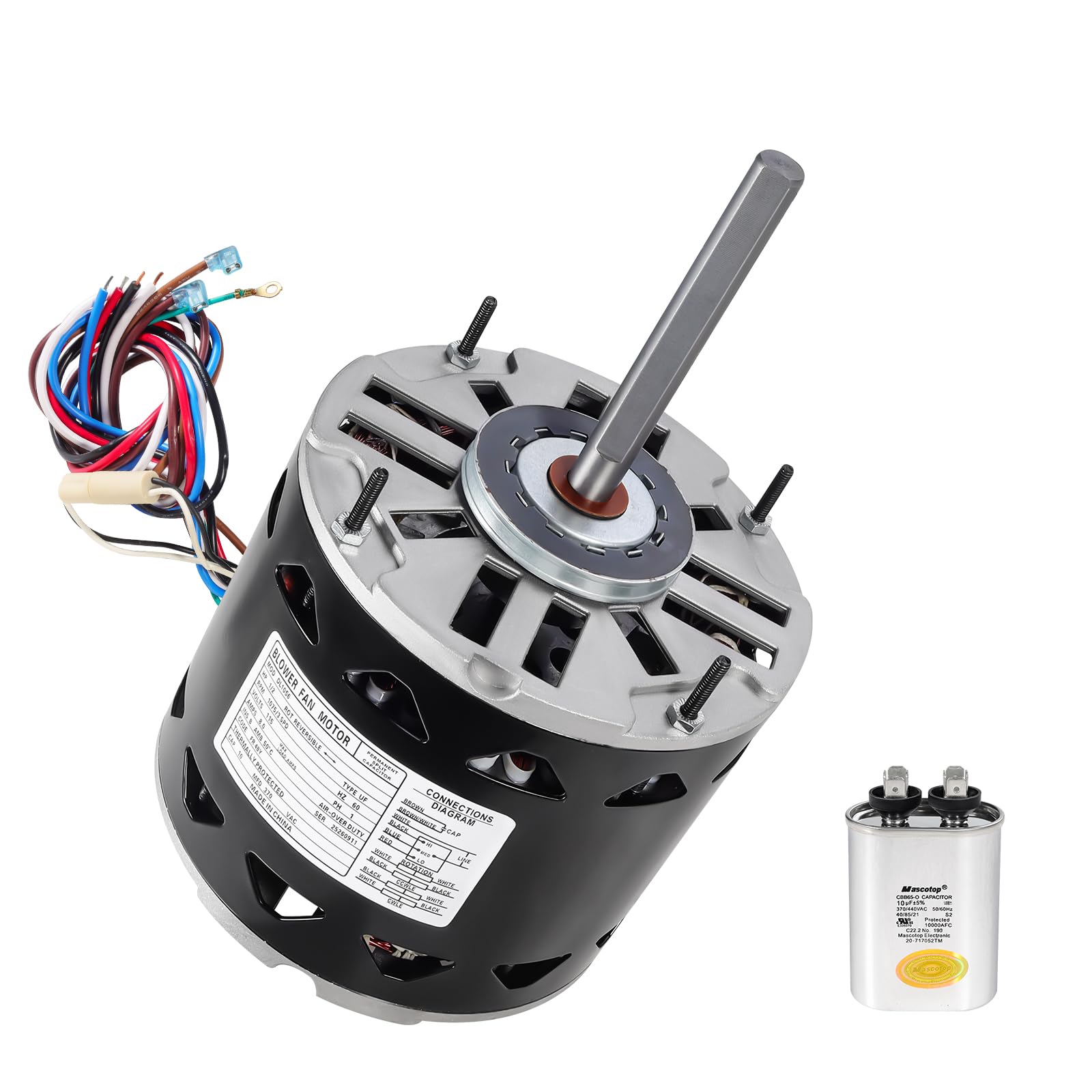 Photo 1 of **FACTORY SEALED** CNMXIAN DL1056 Blower Motor 1/2 HP 1075 RPM 3 Speed 115V 8A 48 Frame Sleeve Bearing, Compatible with A.O.Smith DL1056 GE 3587 Fasco D701 Emerson Century Dayton(Includes Capacitor)