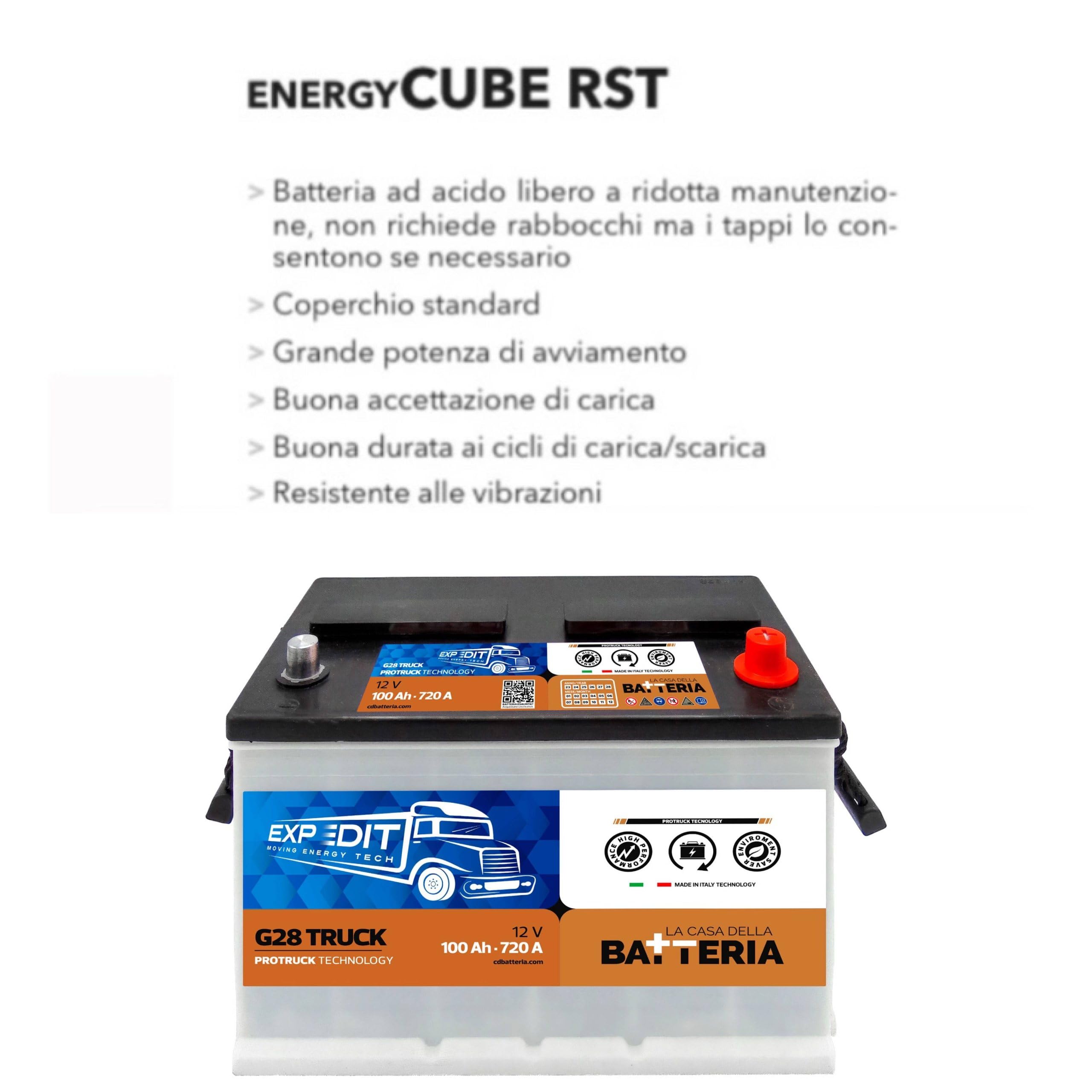 La Casa della Batteria Batteria Trattore e Camion Expedit Moving Energy Tech Batteria 12v 100Ah 100AH 720A G28 DX 33.3×17.5×21.5 Senza Manutenzione Pronta all'Uso Made in Italy