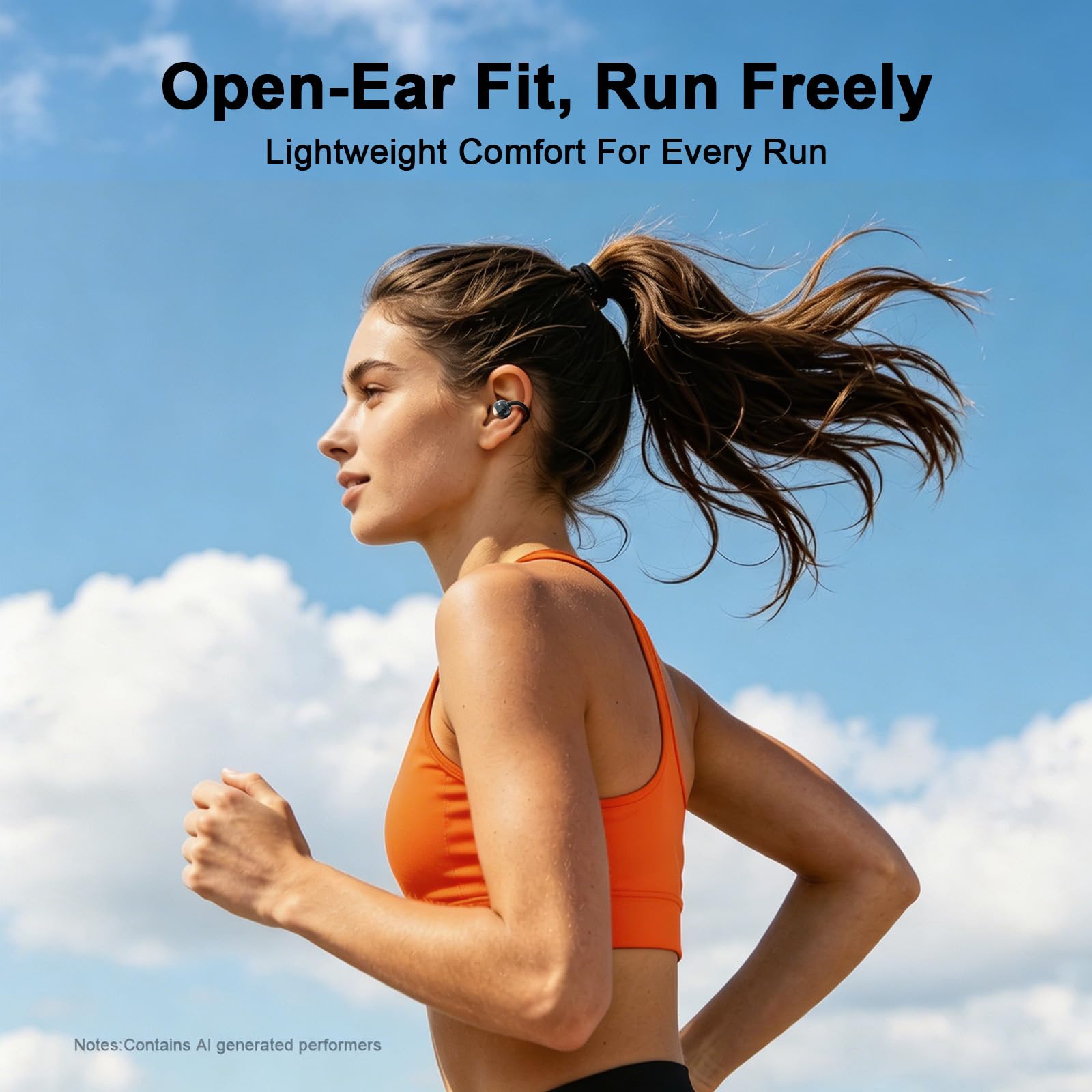 JUOVI Cuffiette Bluetooth 6.0 con Clip, Auricolari Open Ear Sportivi con ENC, Cuffie Wireless Bluetooth 28H, Leggere 5,2g, IP54 per Sport, Viaggi e Lavoro