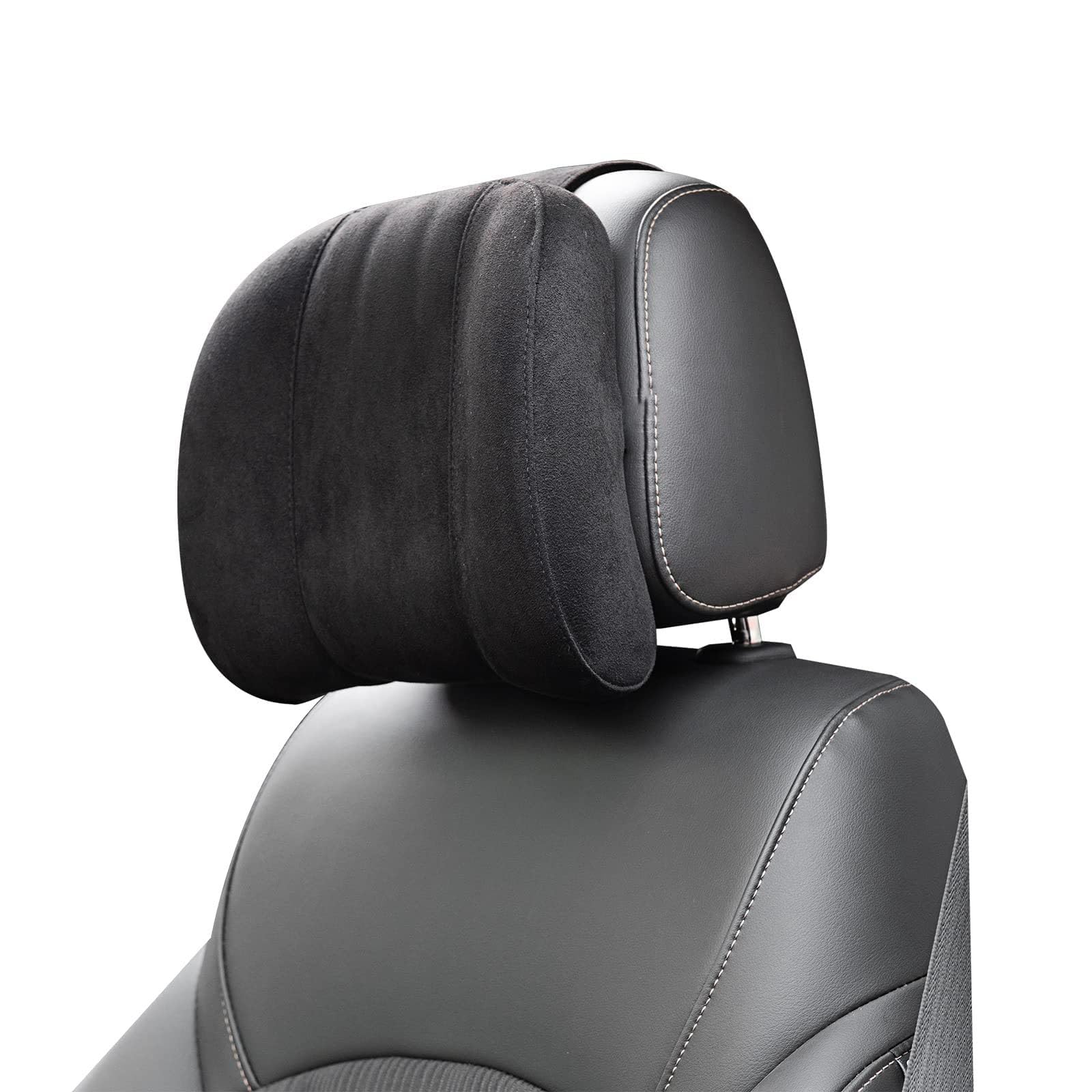 MAYUEJUNHAO Car Seat Headrest Pillow for Toyota Avensis Sedan (T270) 2009-2018, Side Sleeping Neck Support Pillow Height Adjustable Flip-Up Design Premium Suede Travel,Black
