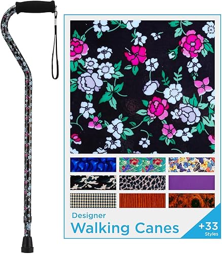 Miniatura 7 de NOVA Designer Walking Cane with Offset Handle, Lightweight Adjustable Walking Stick with Carrying Strap