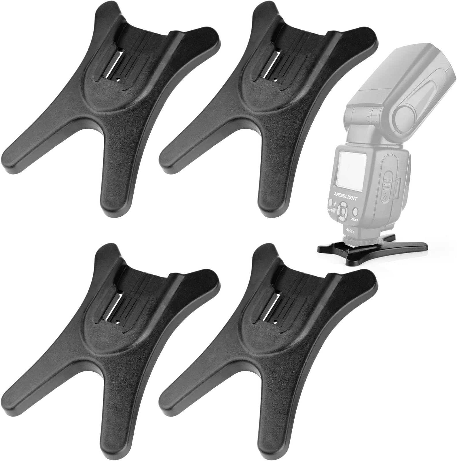 Camera Flash Stand Flash Speedlight Hot Shoe Mount Stand with 1/4" Metal Tripod Thread for Flash Speedlight Speedlite Canon Nikon Sigma Olympus Panasonic Pentax 4 Pack