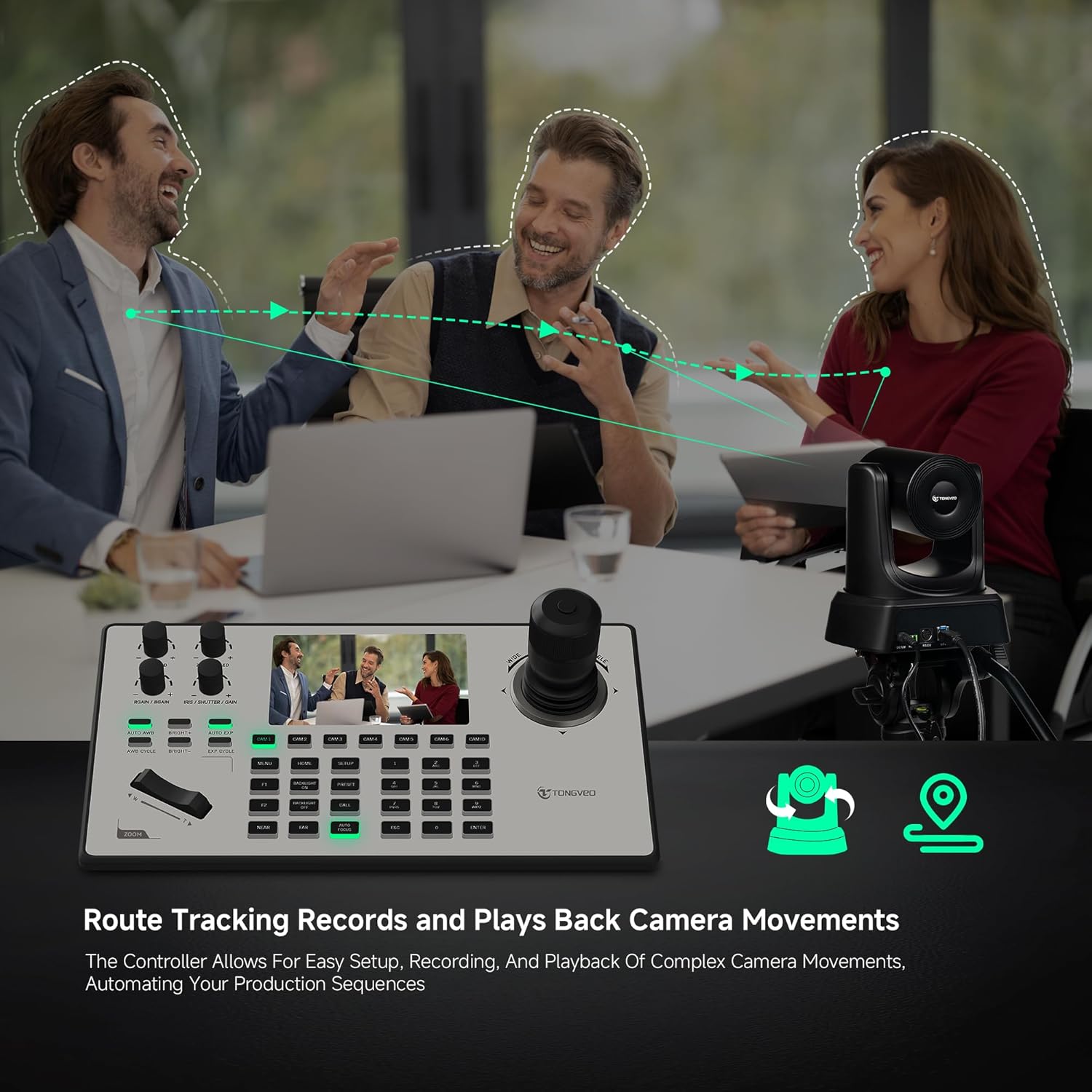 TONGVEO PTZ Camera Joystick Controller with 5'' LCD Screen Preview, 4D Joystick, Built-in NDI License, Support PoE, VISCA, Pelco-D/P for Church Worship, Live Events, Streaming & Broadcast [windows]