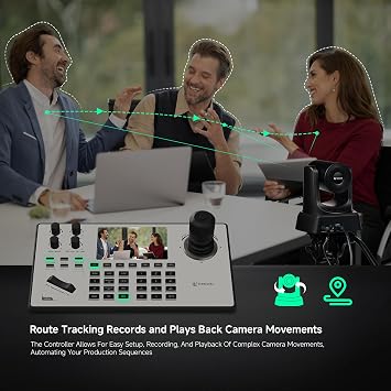 TONGVEO PTZ Camera Joystick Controller with 5'' LCD Screen Preview, 4D Joystick, Built-in NDI License, Support PoE, VISCA, Pelco-D/P for Church Worship, Live Events, Streaming & Broadcast [windows]