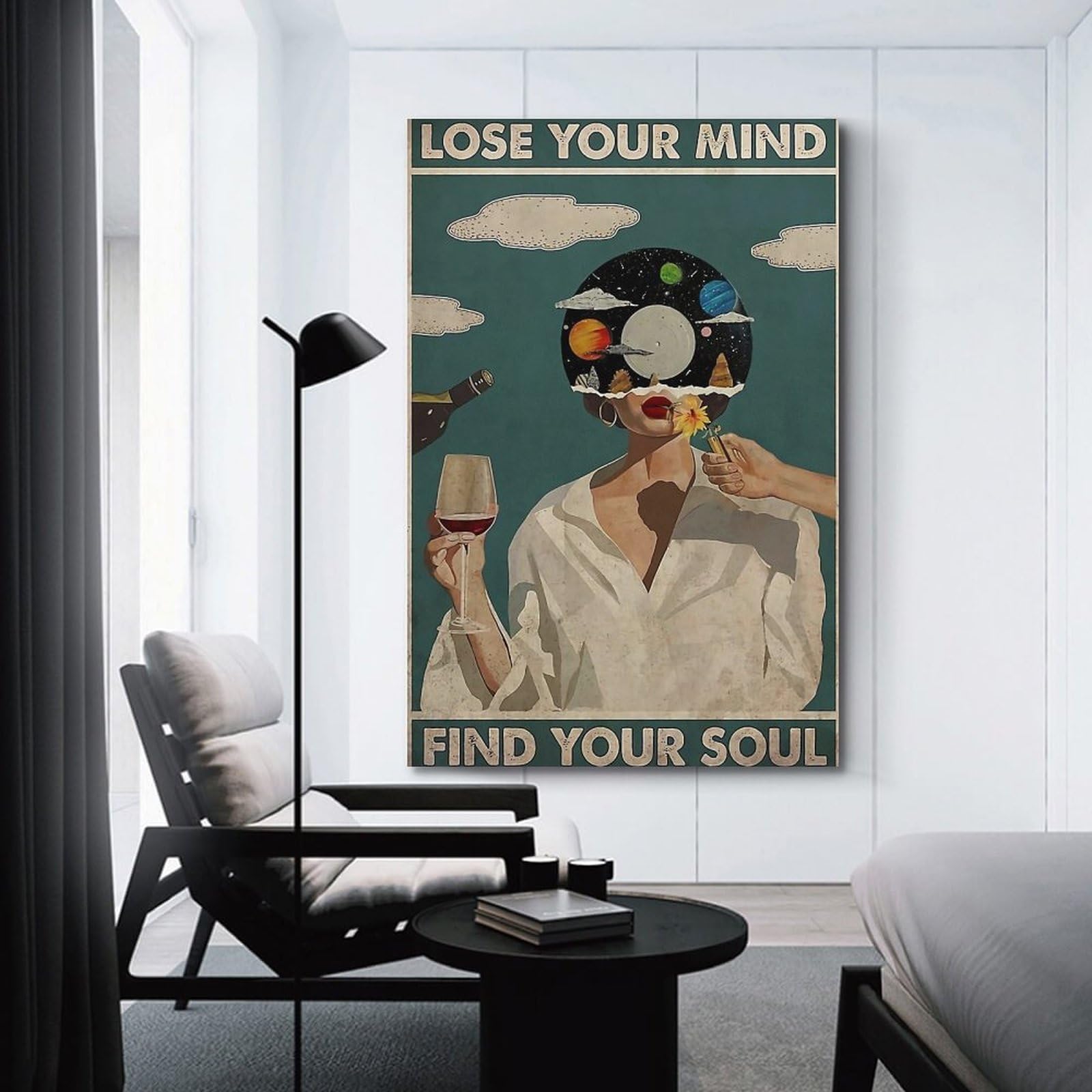 Targa In Metallo Vintage 30x40 Cm - Poster Con Musica, Vino E Ragazza - Decorazione Da Parete Per Bar, Casa E Locali - Stile Retrò