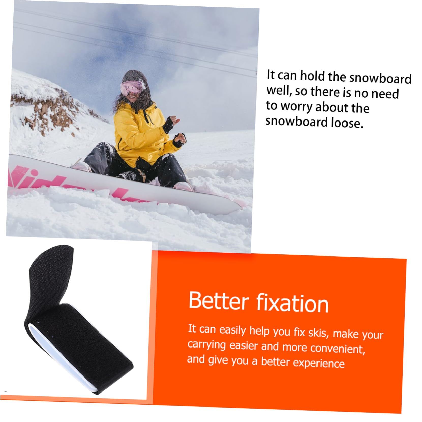 KICHOUSE Ski Board Accessories Set 4 Pack Nylon Ski Straps Snowboard Binding Retainer Bands Simple Practical Design