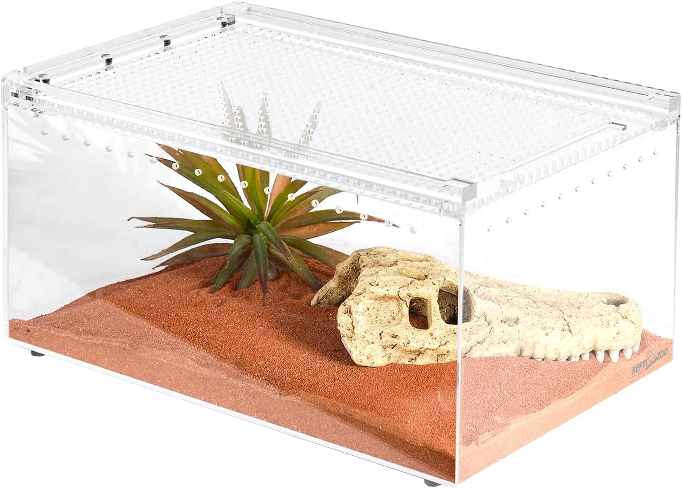 REPTI ZOO Magnetic Acrylic Breeding Enclosure, 12x8x6 Inch Flat Long Reptile Breeding Box Terrarium Cage for Tarantula Scorpion Sling Isopods Lizards Roach Invertebrates Insect Mantis