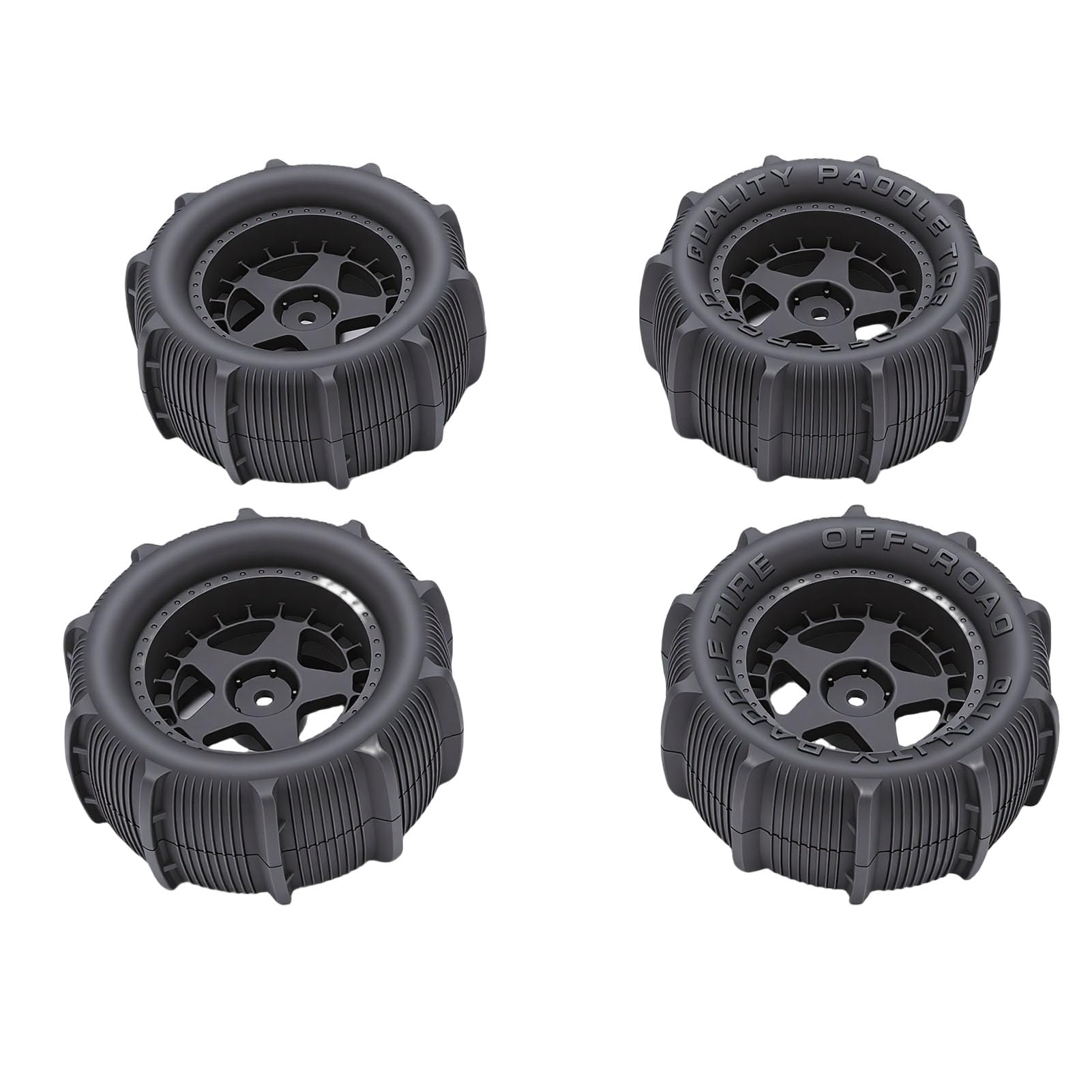 Funien RC Off Road Snow Sand Rubber Tires, Fine Craftsmanship 80mm RC Tire for 1/14 1/16 Scale Crawler Truck, 4pcs Paddle Buggy Tires for Enhanced Control, Fit HSP Meijiaxin Haiboxing