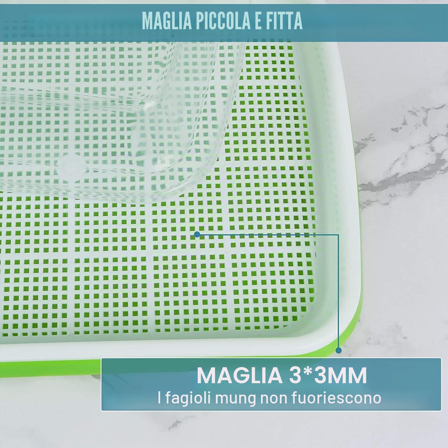 KAHEIGN 6Pz Vassoi per la Germinazione Dei Semi con Coperchio, 32cm x 26cm Vassoio di Germinazione di Grande Capacità Senza BPA Propagatore Idroponico Sano Con 24 Carte per Piantare
