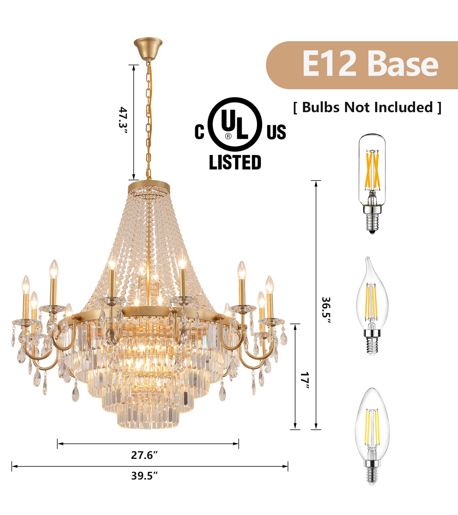 MEIXISUE Modern Crystal Chandelier Gold,Extra Large